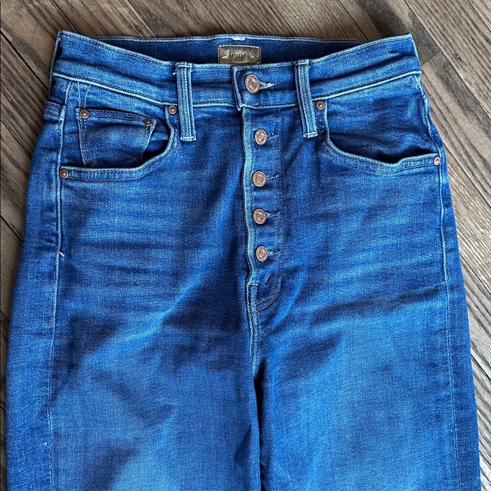 MOTHER The Pixie Dazzler Ankle Fray Jeans briefly gorgeous medium wash high-rise - Picture 2 of 9